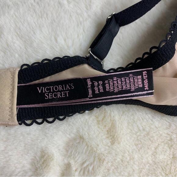 Victoria's Secret Dream Angels Black Nude Lace Pinstripe Push-Up Bra Size 34DD - Picture 6 of 8